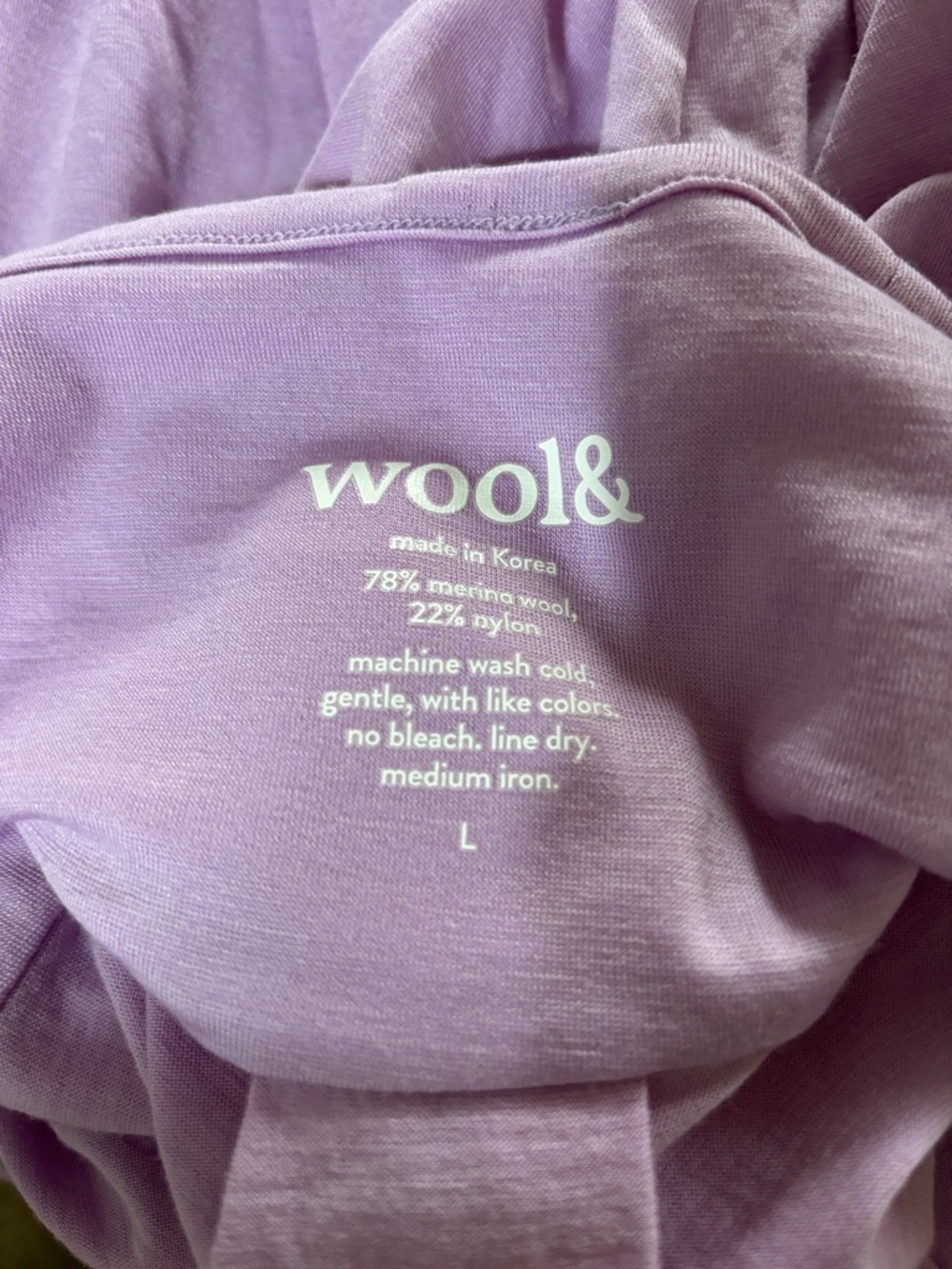 Wool&Co Rowena Swing Dress Sz L Lavender A-Line Long Sleeve Casual Everyday - Picture 7 of 8